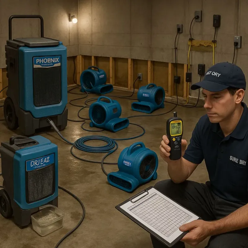 Structural Drying and Dehumidification process in Murphy, NC